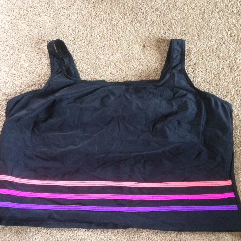Neon and black swim top